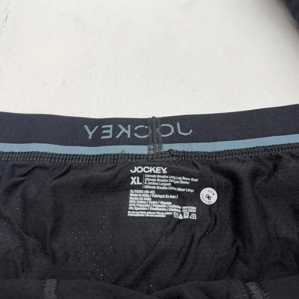 Jockey Boxer Briefs Mens XL Black Ultimate Breathe Long Leg 3 Pack Tagless